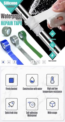Image of Self-Fusing Silicone Tape Insulation Tape for Leaks Silicone Tape,Plumbing Electrical Hose Repair Tape,for Wraping Electrical Wires,Tool Fixation,Dumbbells,More DIY Repairs 1inx10'x 20mil