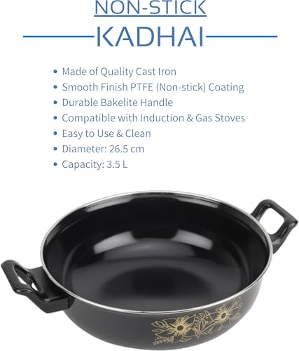 Image of Food Grade Kadhai with Stainless Steel Lid | Non Stick Finish