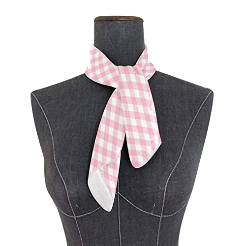 Kigai Square Scarf Pink Gingham Silk Feeling Bandanas for Women Scarves and Wraps Head Scarfs Neckerchief for Spring/Summer/Fall/Winter 23.6 Inch3