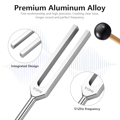Image of HASTHIP 512Hz Tuning Fork, 21.5cm Aluminum Alloy Music Tuning Fork for Sound Healing, Instrument Tuning & Meditation Therapy, with Velvet Drawstring Storage Bag & Striker