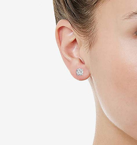 1/2Ct Diamond Stud Earrings Set In Sterling Silver #TOP4