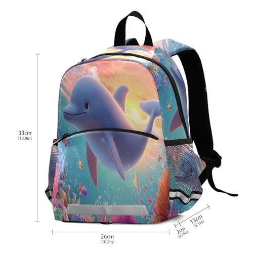 panksolu Cartoon Dolphin with Coral Sunset Toddler Backpack for Boys Girls Kids Backpacks Preschool Bag Travel Bag3