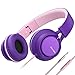 AILIHEN C8 Casque avec Microphone et Contrôle du Volume Casque Léger Pliable 3.5mm pour Smartphones - Rose Violet