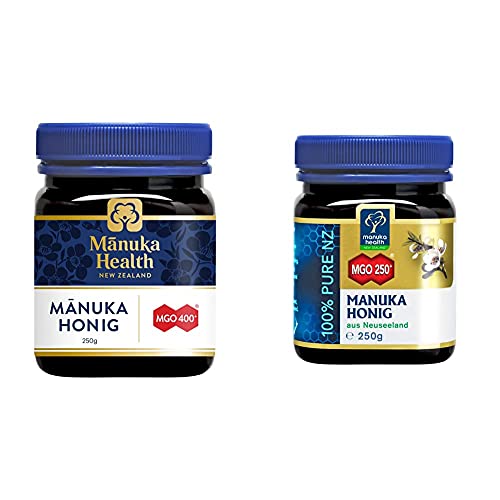 Manuka Health - Manuka Honig MGO 400+ 250 g - 100% Pur aus Neuseeland mit zertifiziertem Methylglyoxal Gehalt & ig MGO 250+ (250 g) - 100% Pur aus Neuseeland mit zertifiziertem Methylglyoxal Gehalt