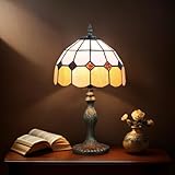 8' Tiffany Style Table Lamp, Vintage Table Lamp, Handmade Stained Glass Shade Desk Lamp, Bedroom Bedside Lamp(Include Bulb)