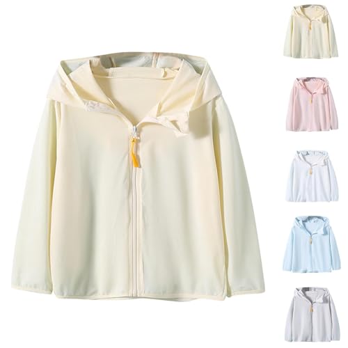 Girls Lightweight Sun Protection Jacket Loose Zip Up Long Sleeve Kids Cute Hoodies Cardigan 5-11Y2