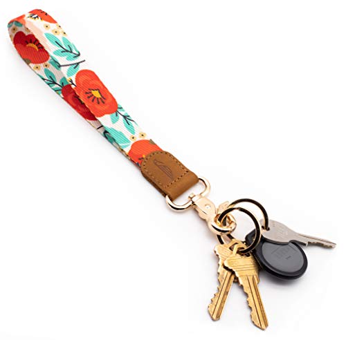 Image of POCKT Lanyard for Keys Wristlet Strap Key Chain Holder for Men and Women - Cool Hand Wrist Lanyards for Keys and Wallets | Poppy