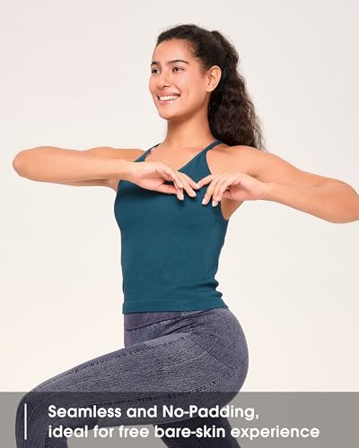 Image of BAMBOO COOL Women's Seamless Tank Top Moisture-Wicking Workout Ribbed Camisoles U-Neck Camis 3-Pack
