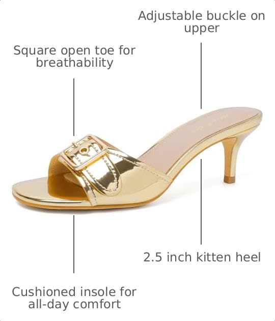 Image of Mostrin Kitten Heels for Women Summer Mules Heels Stiletto Heeled Sandals Slip On Backless Dressy Womens Sandals