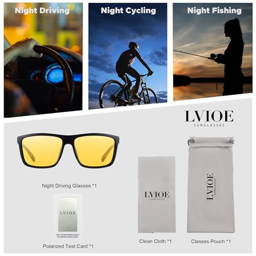 Image of LVIOE Night Vision Glasses for Driving Men Yellow Glasses for Night Driving Anti Glare Polarized N3951