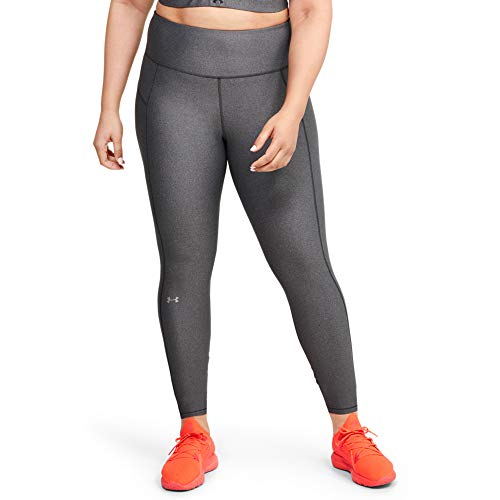 Under Armour Women's HeatGear Armour High Waisted Leggings , Charcoal Light Heather (019)/Metallic Silver , 2X
