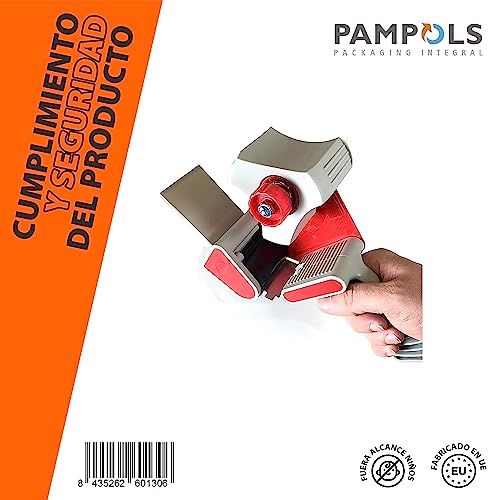 PAMPOLS Handabroller | Professioneller, robuster Abroller für Klebebänder | Für Paketbänder mit bis zu 50 mm Breite | Für den industriellen Gebrauch geeignet |Profi-Qualität | 50 mm brite