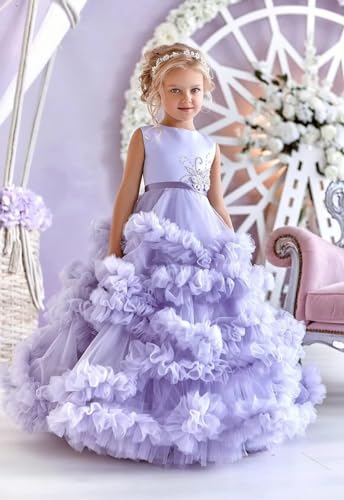 Ruffles Tulle Flower Girl Dresses for Wedding Kids Princess Pageant Dress Girls Ball Gown Birthday Party Dress4