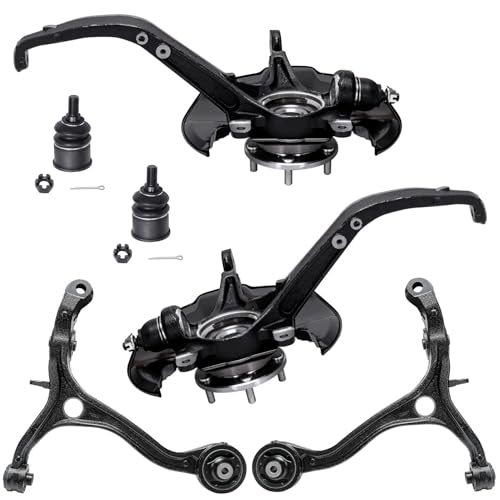 Image of Detroit Axle - 6pc Front End Kit for 09-14 Acura TSX, 08-12 Honda Accord, Lower Control Arms Steering Knuckles and Wheel Bearing Hubs Lower Ball Joints 2009 2010 2011 2012 Replacement