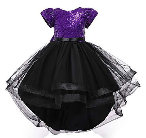 Robe de princesse à paillettes violette 7-8 ans pour fille avec traîne