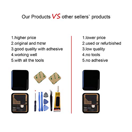 Ogodeal LCD Screen and Digitizer Assembly Replacement Repair Kit for Apple Watch Series 1 A1803 and (1st generation) A1554 42mm Sapphire Crystal Version with Repair Tool Set - Thumbnail 3