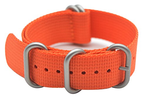 ArtStyle Watch Band with 1.5mm Thickness Quality Nylon Strap and Heavy Duty Brushed Buckle (Orange, 22mm)