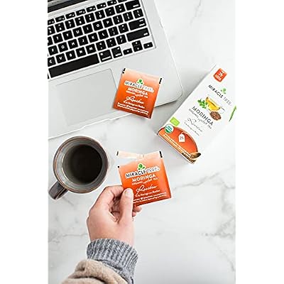 Miracle Tree - شاي Moringa Superfood العضوي ، 25 كيس شاي مغلق بشكل فردي ، Rooibos ( Keto ، Detox ، Energy & Immunity Booster ، نباتي ، خالٍ من الغلوتين ، عضوي ، غير معدّل وراثيًا ، خالي من الكافيين )