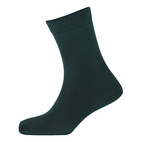 Image of Boys & Girls Bottle Green Calf Length Cotton School Socks (Pack of 5 Pairs)