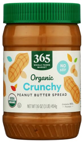 Image of 365 by Whole Foods Market, Organic Crunchy Peanut Butter Spread, No Stir, 16 Ounce