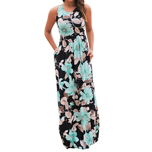 Vovotrade Women Sleeveless Floral Print Maxi Beach Long Dress with Pockets (L, Blue) Vovotrade Women Sleeveless Floral Print Maxi Beach Long Dress with Pockets (L, Blue)