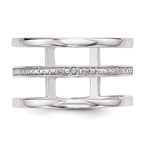 Fashion Ring Band 925 White Sterling Silver Women's Flat Diamond 0.005ct4