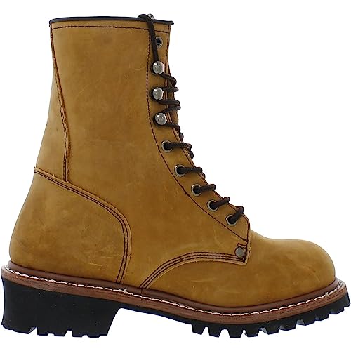 Ad Tec 9in Logger Crazy Horse Leather Work Boots for Men - Plain Soft Toe & Shock Absorbing Non Slip Rubber Lug Sole2