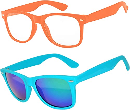 OWL 2 Pairs Kids Clear Lens UV Protected Glasses and Polarized Sunglasses for Toddlers, Girls Boys Play Glasses Sunglasses