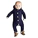 Produktbild Hirolan Onesies Pyjama Baby Lange Ärmel Einfarbig Mit Kapuze Ha Yi Krabbelanzug Mode Bequem Baumwolle Romper Unisex Strampler Overall für 3-24 Monat Junge Mädchen(Blau,90)