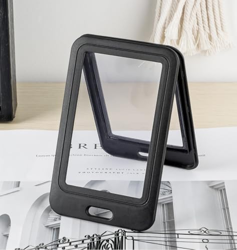 Dual Sided Window Vertical Hard Plastic Case Black Card Protective Pouch for Office School ID Credit Cards Proximity Key Cards Driver's License and Passes, 1 Pack