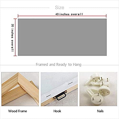 Arjun Brooklyn Bridge Wall Art Modern New York Abstract Canvas Cityscape Painting Large Framed, Colorful Nyc Skyline Textured Picture For Living Room Bedroom Home Office Decor 40"X20" Original Design #TOP6