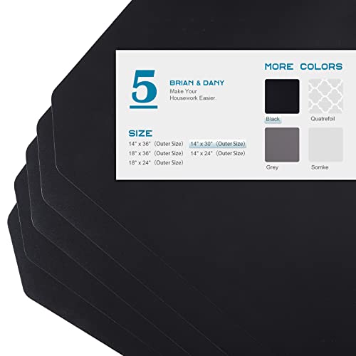 Image of BRIAN & DANY Wire Shelf Liner 14 inch X 30 inch, Heavy Duty Shelf Liners for Wire Shelving, Waterproof Protector Mats, Set of 5, Black