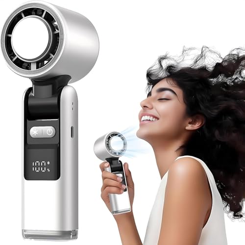 Vtizikl Portable Handheld Fan Speed (1-100) Adjustable Turbo Mini Fan 4000mAh Rechargeable Handheld Fan with Digital Display Screen Ice Cooling For Indoor Bedroom Office Outdoor Travelling Camping
