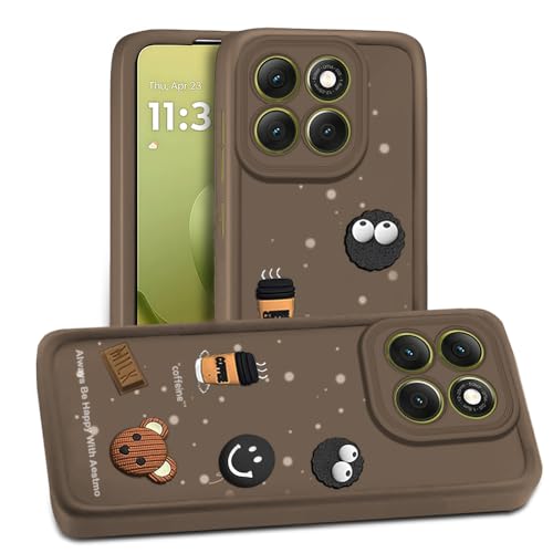 Image of AESTMO Back Case Cover for Motorola Moto G86 5G Cover | Cute Fun Cartoon 3D Ball | Coffee Silicone Case | Full Body Protection | Camera Protection Back Cover for Motorola Moto G86 5G (Brown)