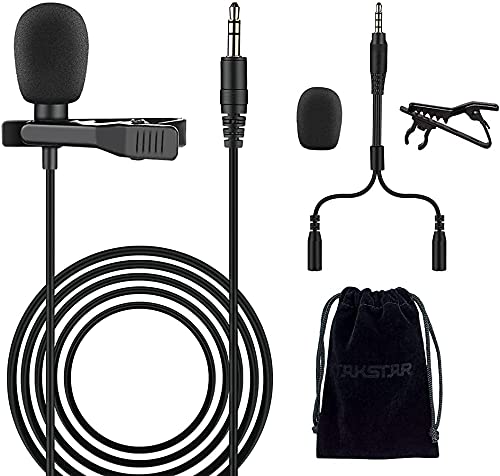 Takstar Lavalier Clip On Microphone, Lav Lapel Mic 3.5Mm 16 Feet Interview Microphone Omnidirectional Video Recording Condenser Mic For Youtube Tiktok Studio Recording Iphone Android Gopro Camera #TOP18
