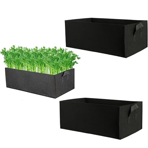 YUEcthynous Pflanzsack,5 Stück Pflanztasche aus Vliesstoff Pflanztöpfen, Pflanzenbehälter mit Griffe für Tomaten, Blumen, Pflanzen und mehr, Schwarz - 5 Gallonen (A)