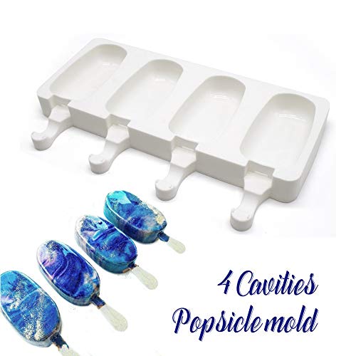 xiaoshenlu Molde para Helados, Popsicle Molde Silicona, Reutilizable Moldes Silicona, 4 paletas Grandes
