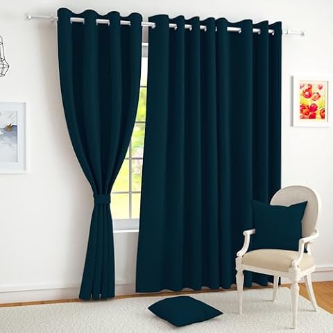 Story@Home 100% True Blackout Window Curtains 5 Feet Solid Design Set of 2
