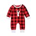 Charm Kingdom Newborn Baby Boys Girls Long Sleeve Christmas Deer Print Plaid Romper (12-18 Months)