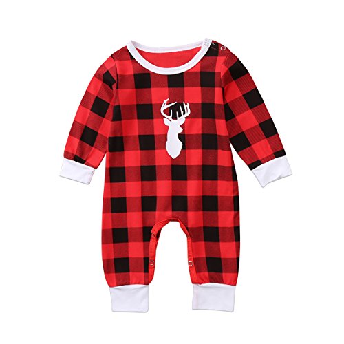 Mekysd Newborn Kids Baby Boys Cute Solid Color Long Sleeve Button Up Romper Jumpsuit Top Outfits Clothes (Red-C, (3-6 Months))