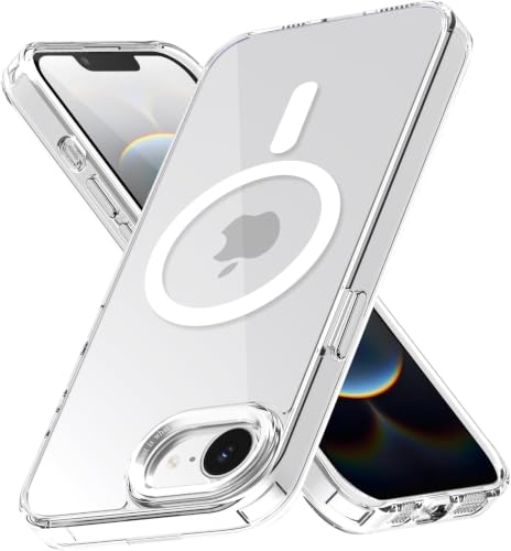 Image of JGD PRODUCTS Magnetic Case for iPhone 16E Compatible with MagSafe, Shockproof Phone Bumper Cover, Anti-Scratch Clear Back (Clear)