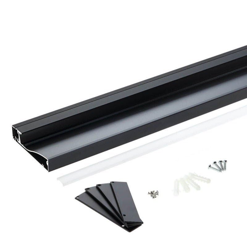 Profilé Aluminium Plinthe Couleur Noir 2M pour Ruban LED 10mm - SILAMP