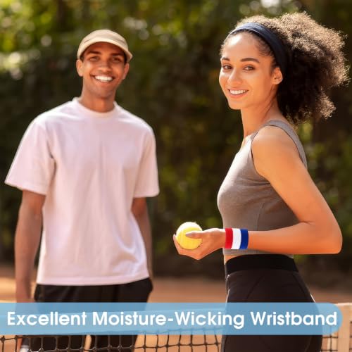 Image of 8 Pack Wrist Sweat Bands for Men Women, Absorbent Sports Wristband
