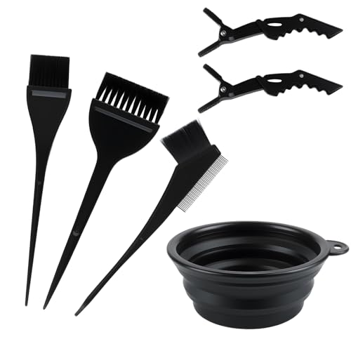 LiangSanXin 6 Pcs Kit Coloration Cheveux: 3 Pinceau Coloration Cheveux, 2 Petite Pince Cheveuxs, 1 Bol Kit Coiffure, pour une utilisation à domicile ou en...