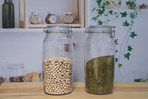 Image of MARTVIA 2500ML Round Airtight Glass Canister Food Storage Jars with Airtight Lids for Fermenting, Preserving and Storage - Cereal, Preserves, Spice, Beans, Transparent (58 - T - 2500, Set of 02)