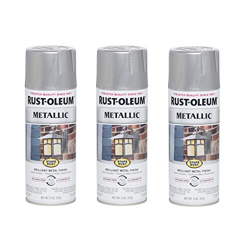 Image of Rust-Oleum 7271830-3PK Stops Rust Metallic Spray Paint, 11 oz, Silver Metallic, 3 Pack