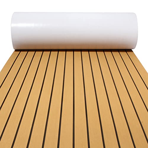 WEAFRICTCH Teca Sintetica Barco, Suelo de Barco, Hoja de Cubierta de Barco, Suelo de Espuma EVA de Teca, Estera Antideslizante Alfombra ​autoadhesiva Tapetes para Yates Kayak Marina RV-240x90cm