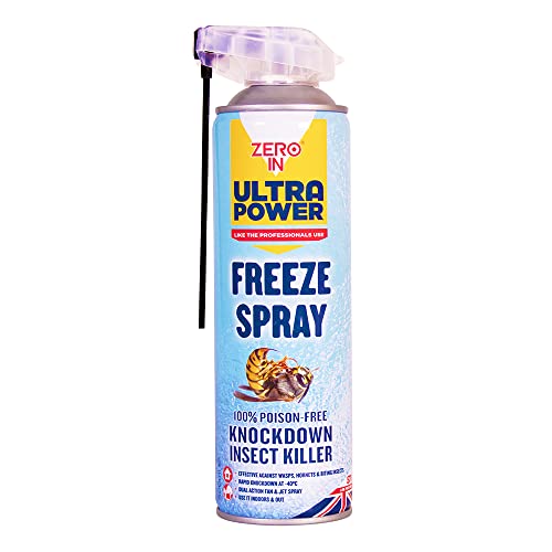 Zero In Ultra Power Freeze Spray Knockdown Insect Killer - 500 ml Dual Action Aerosol Poison-Free, Fast-acting, Odourless Formula Kills on Contact