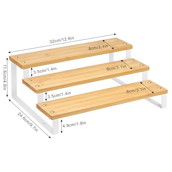 Spice Rack Kitchen Cabinet Organizer - 3 Tier Seasoning Organizer Shelf, Step Spice Storage Holder for Kitchen Cabinet, Pantry, Cupboard, Countertop