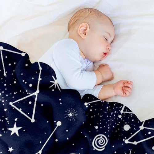 Couverture douce constellation lune étoiles plaid microfibre pour lit et voyage - 7